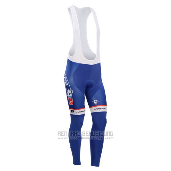 2014 Fahrradbekleidung FDJ Blau Trikot Langarm und Tragerhose